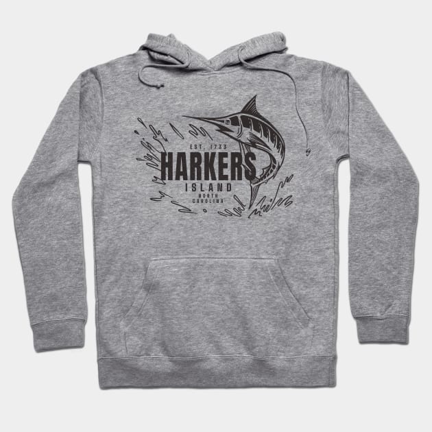 Vintage Marlin Fishing at Harkers Island, North Carolina Hoodie by Contentarama